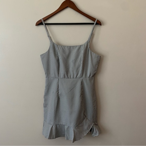 Zaful Gingham Plaid Check Black & White Mini Dress Ruffle Hem Coquette Girl US 4 - Picture 1 of 12